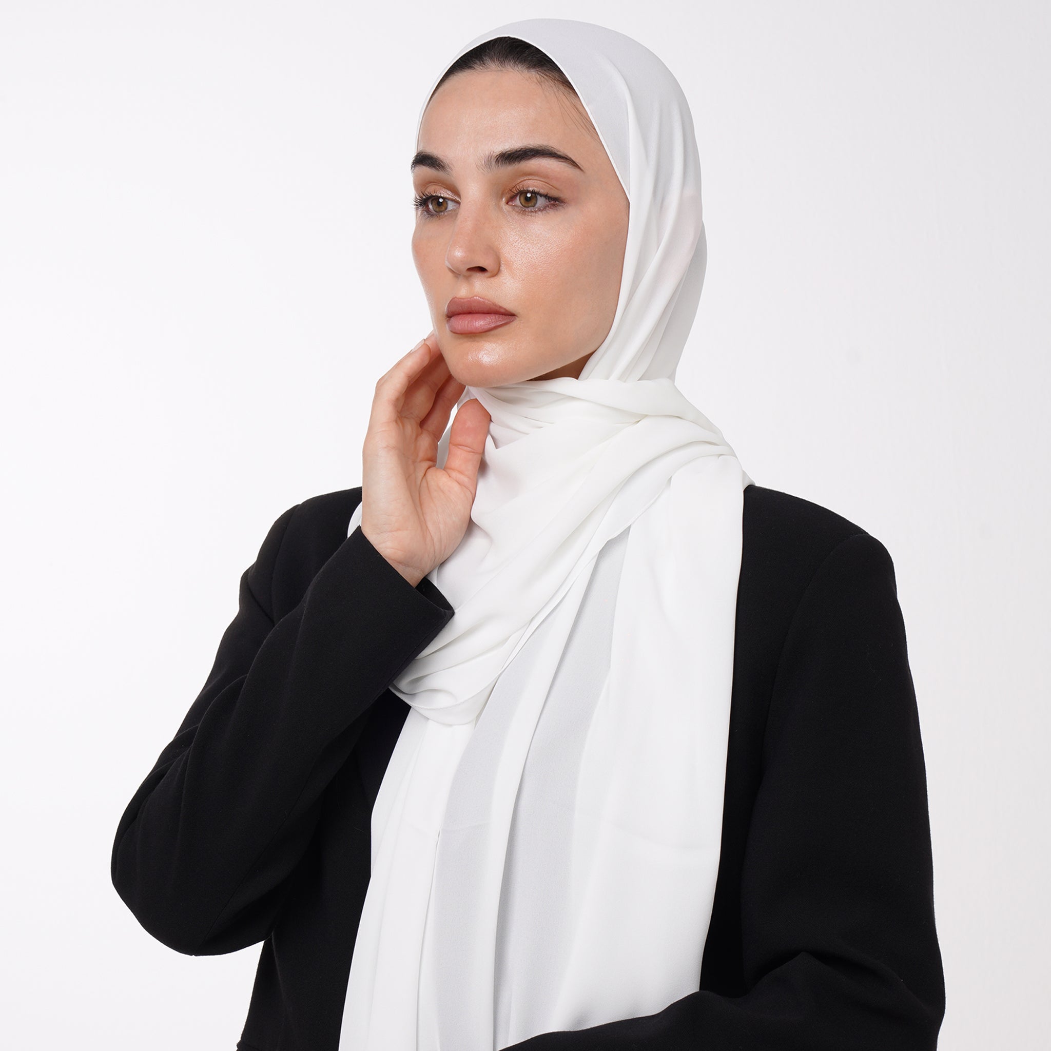Premium Chiffon Hijab - Soft Ivory