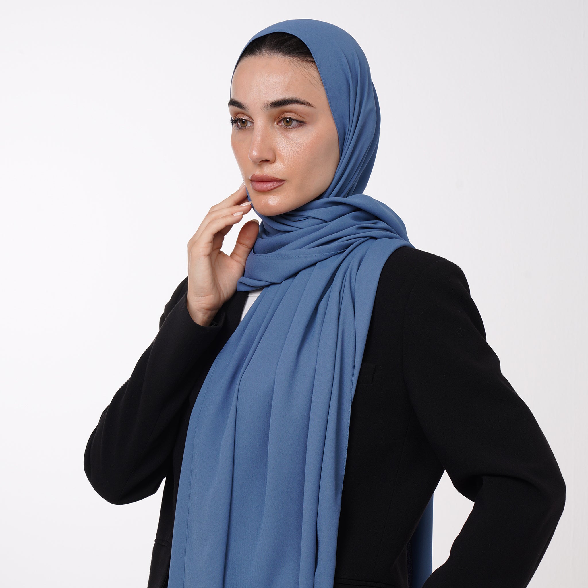 Premium Chiffon Hijab - Steel Blue