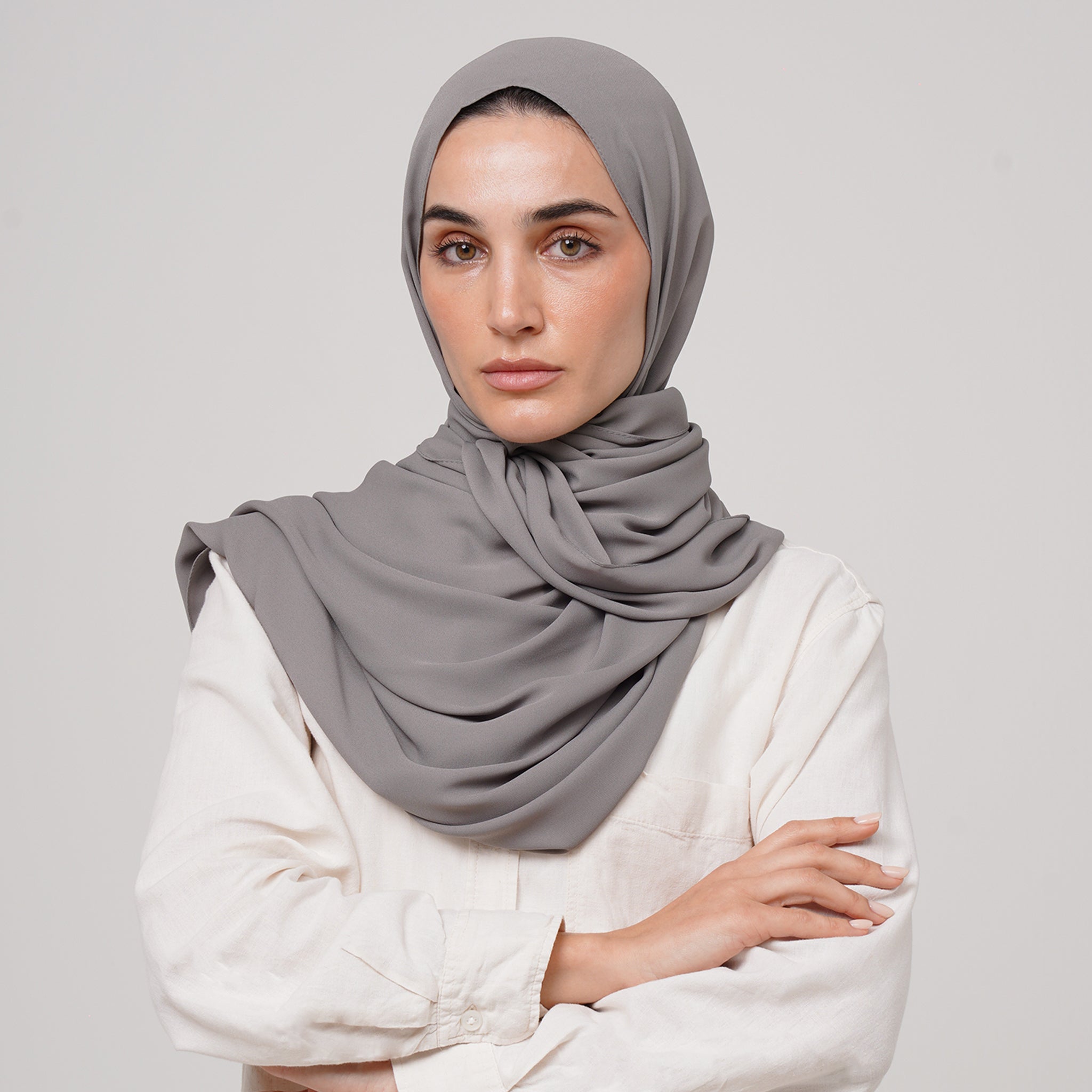 Premium Chiffon Hijab -Warm Gray