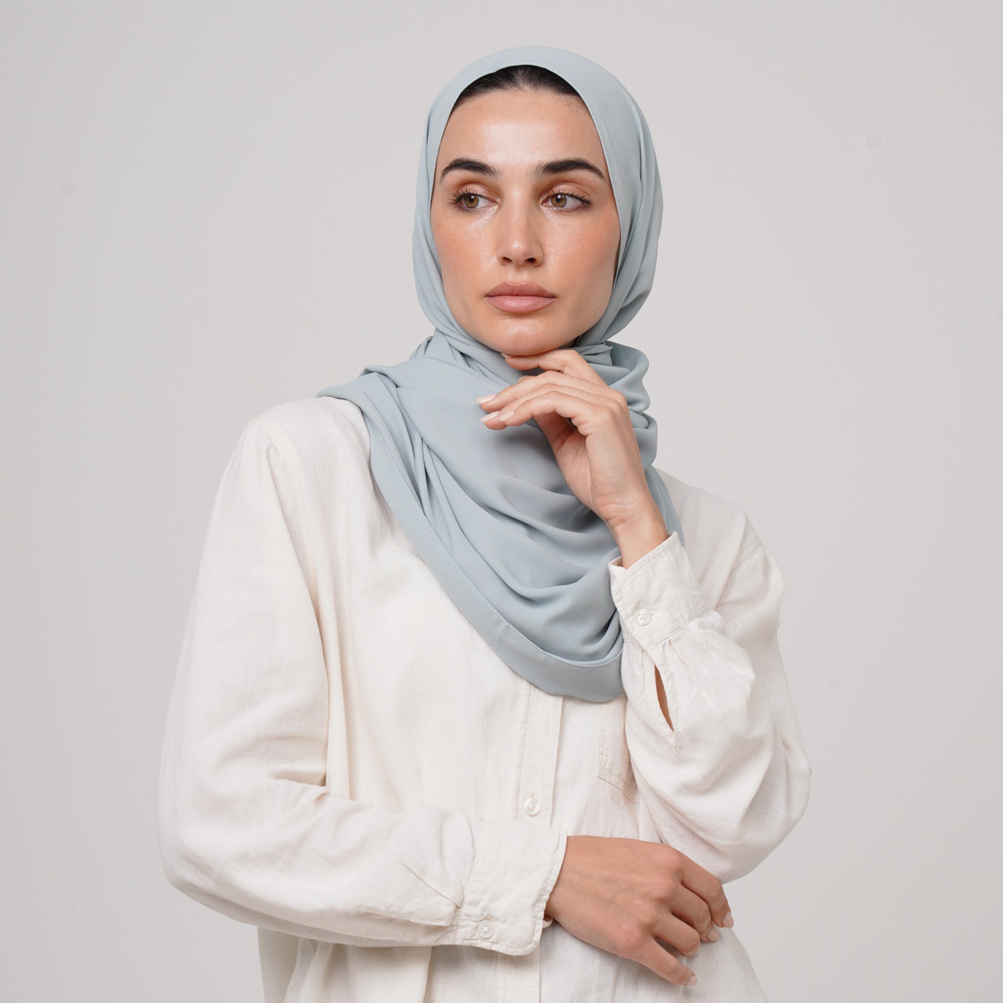 Premium Chiffon Hijab -Light Gray