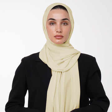 Premium Chiffon Hijab - Vanilla Cream