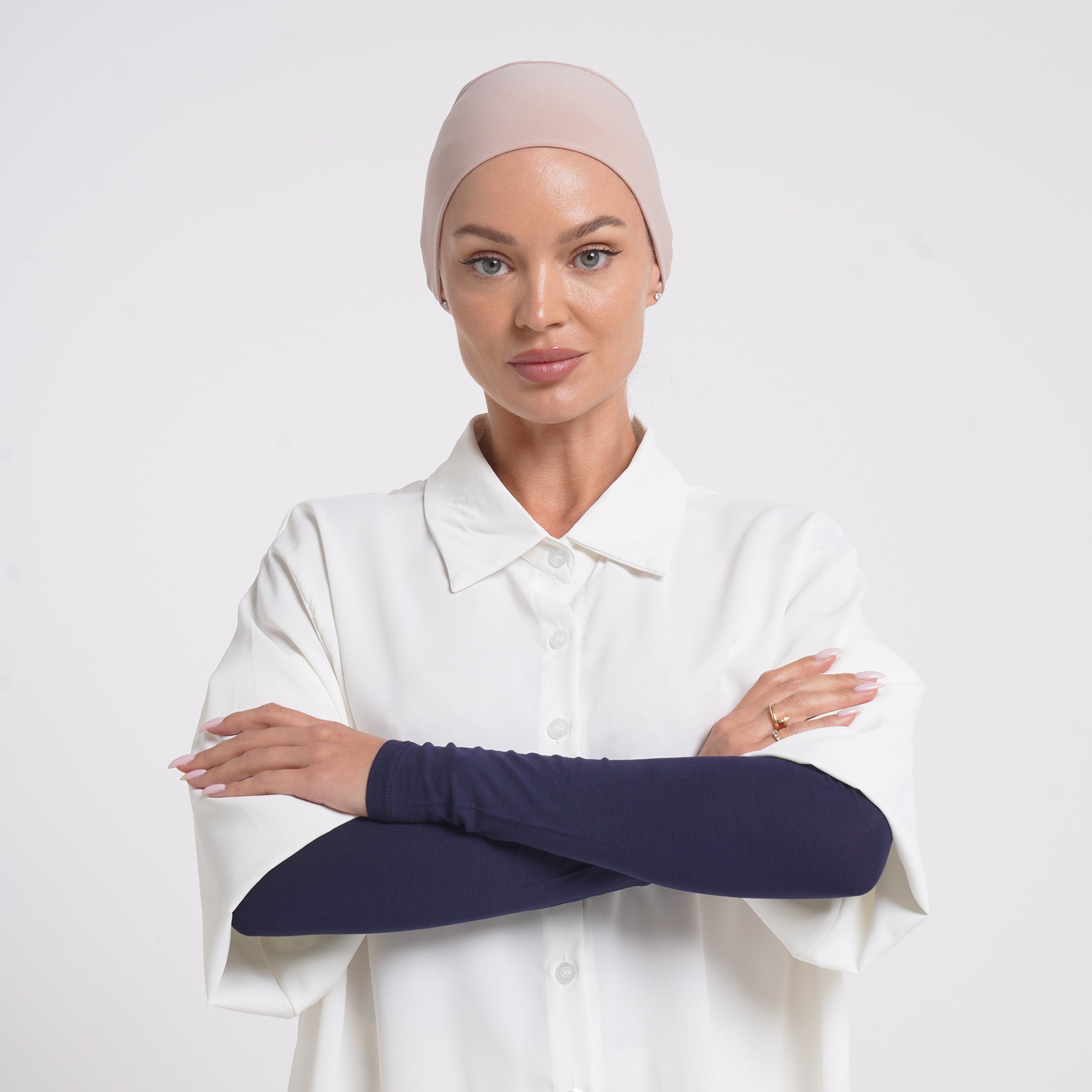 Cotton Arm Sleeves - Navy Blue