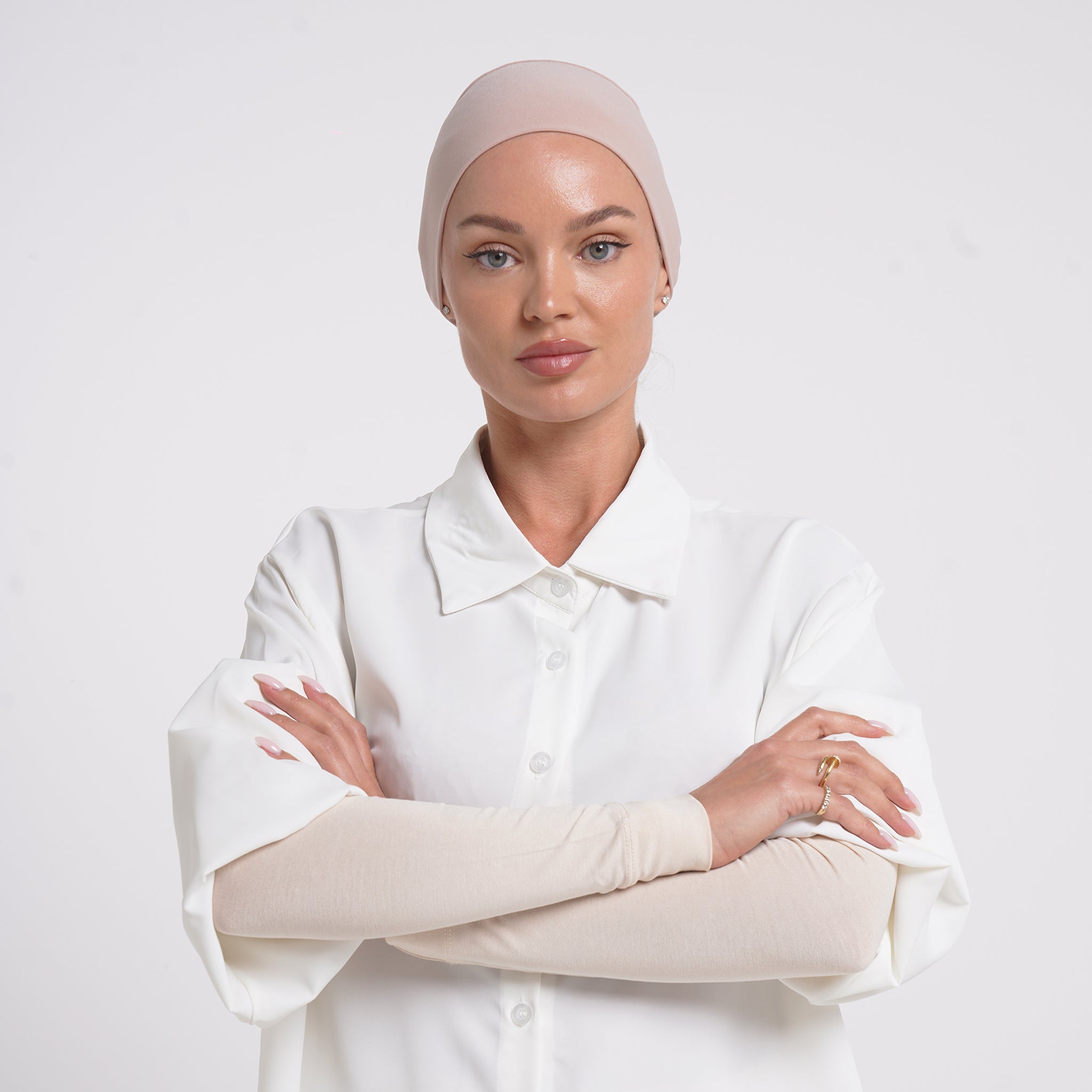 Cotton Arm Sleeves - Nude