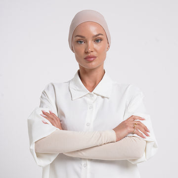Cotton Arm Sleeves - Nude