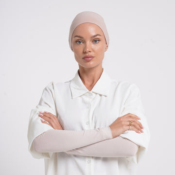 Cotton Arm Sleeves - Soft Beige