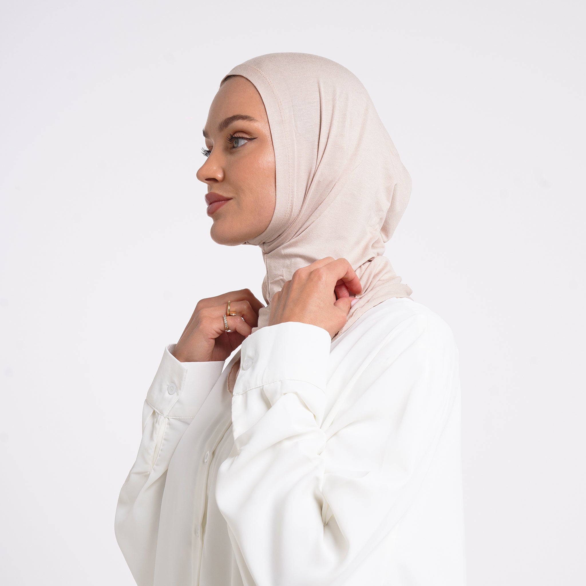 Tiffany Tie-Back Bonnet - Nude Beige