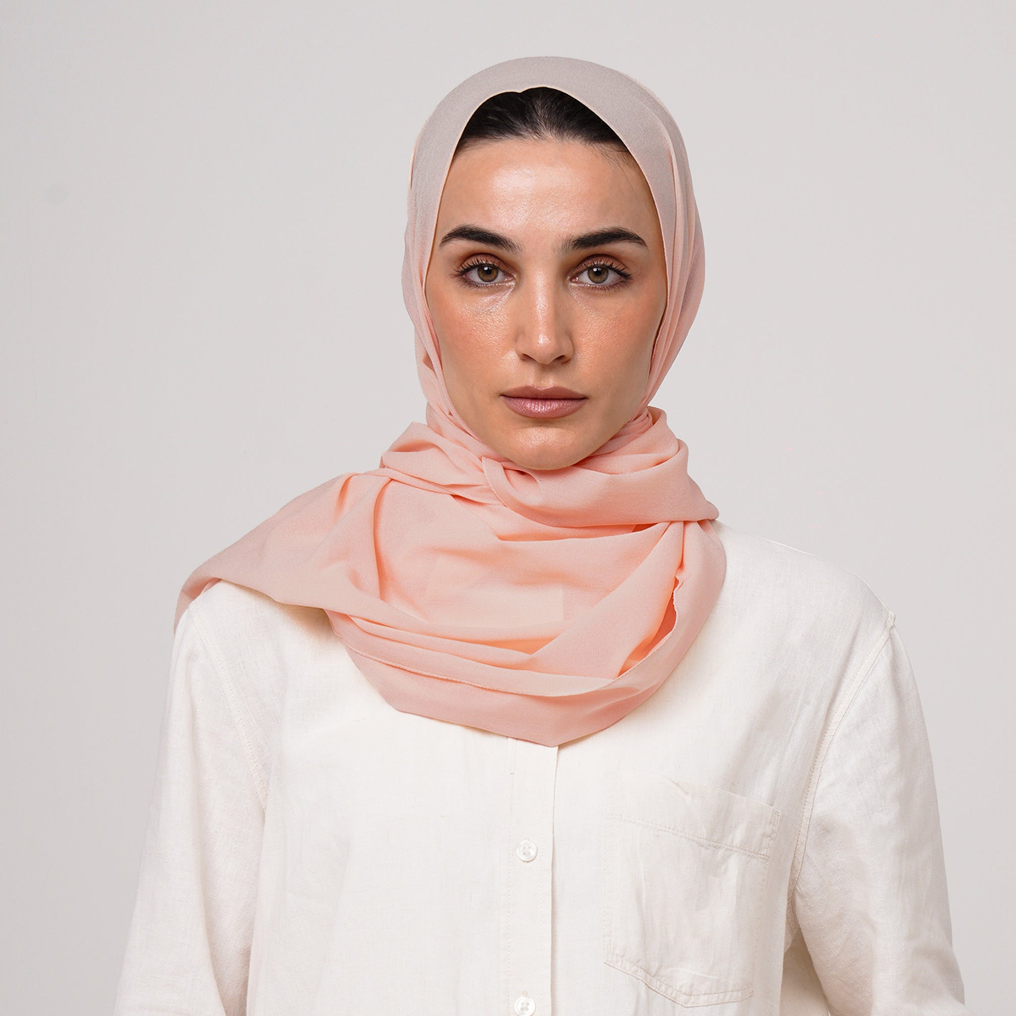 Double Stretch Chiffon Hijab - Peach Blossom