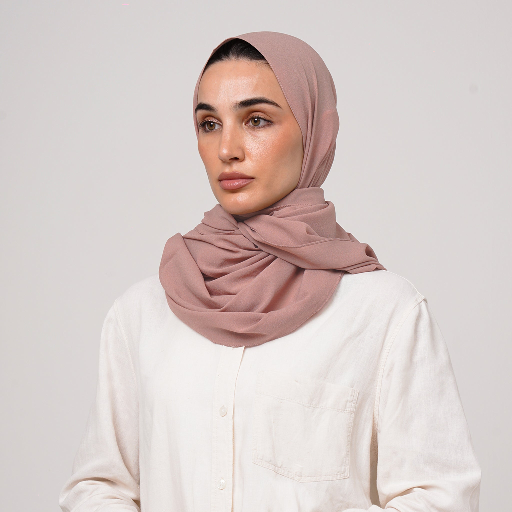 Double Stretch Chiffon Hijab - Dusty Mauve