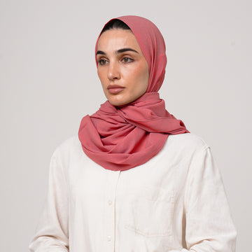 Double Stretch Chiffon Hijab - Rosewood Pink
