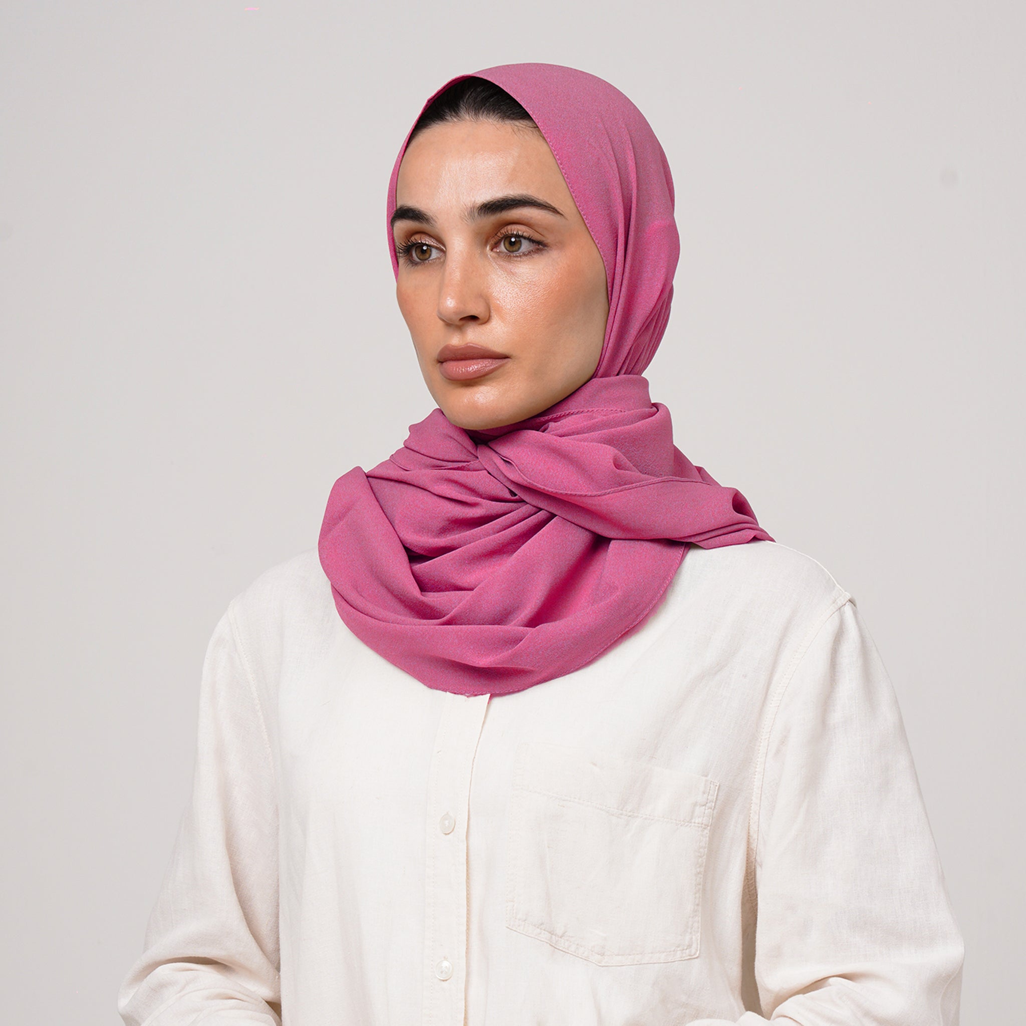 Double Stretch Chiffon Hijab - Fuchsia Rose
