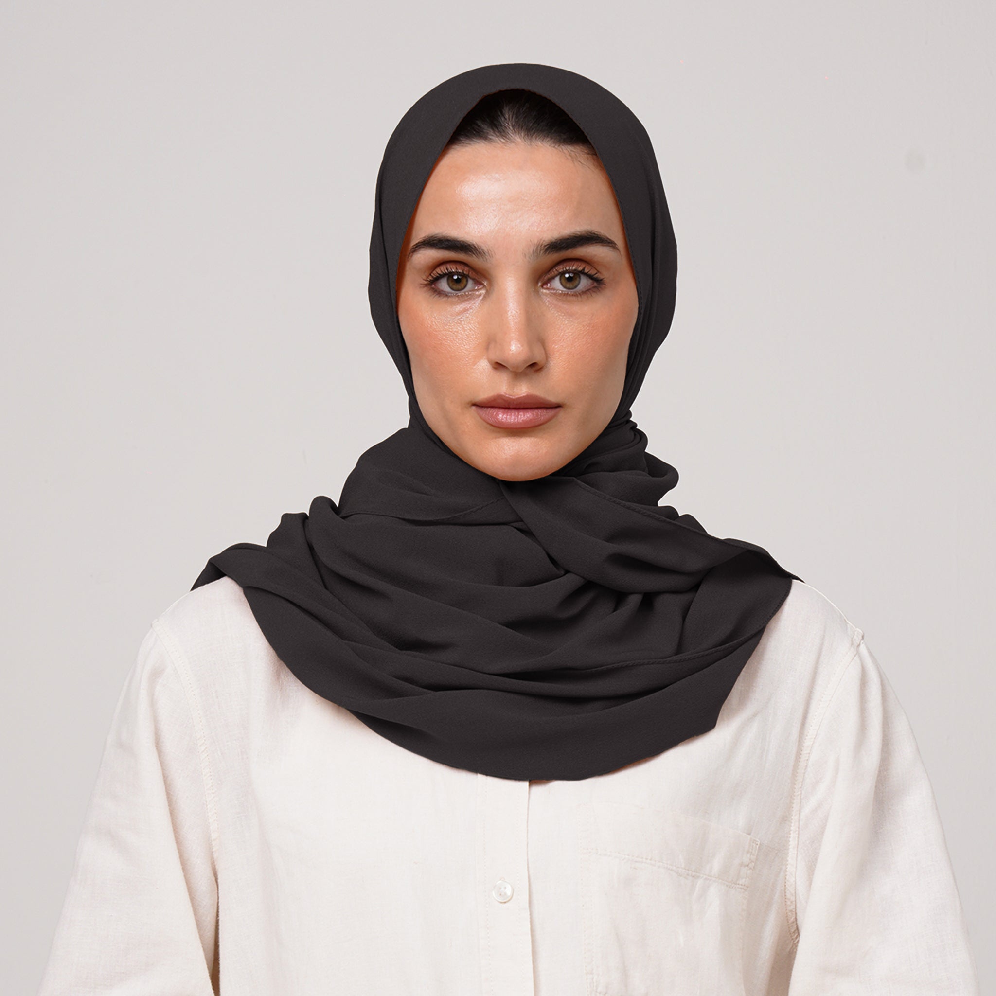 Double Stretch Chiffon Hijab - Midnight Onyx