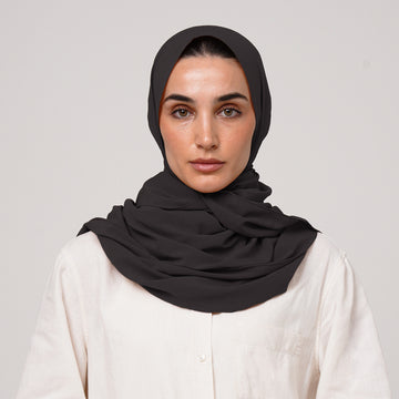 Double Stretch Chiffon Hijab - Midnight Onyx