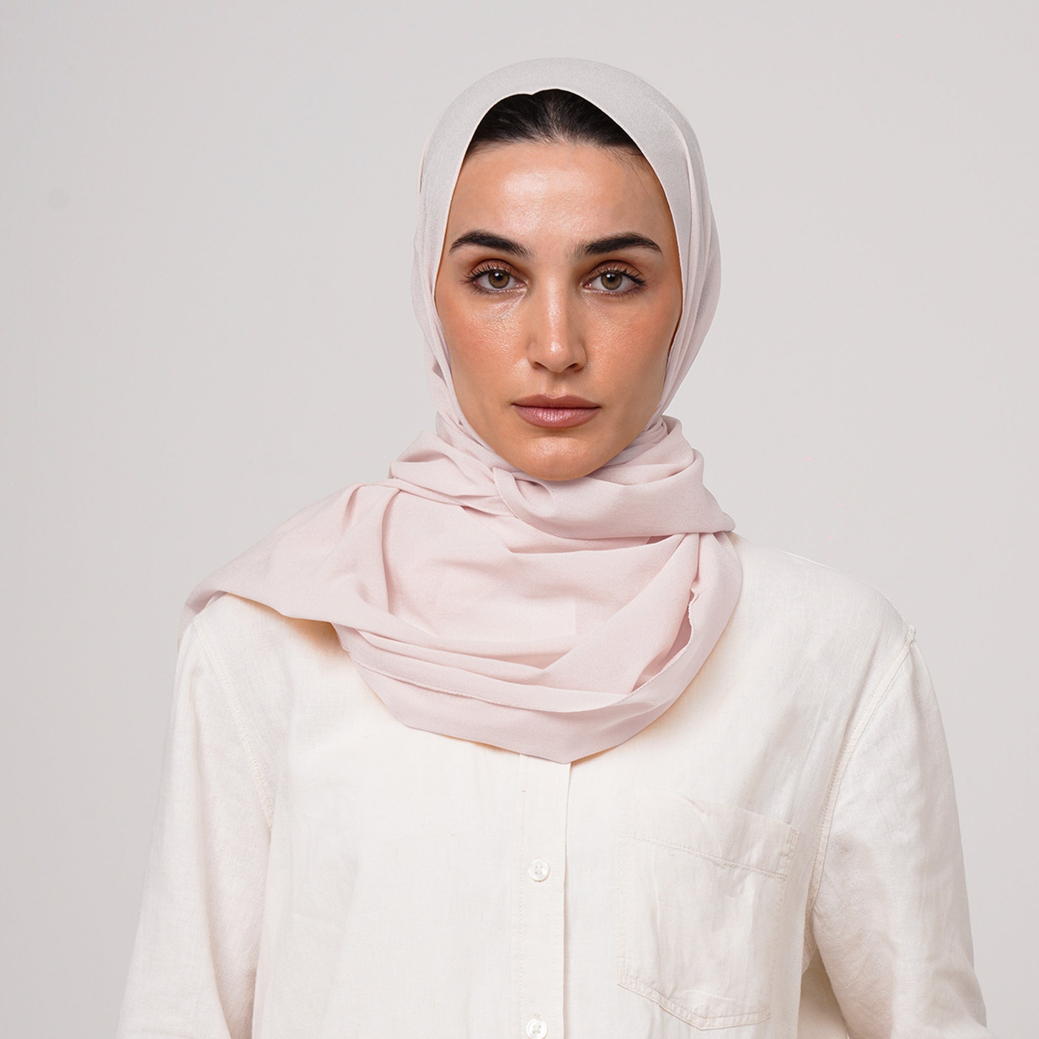 Double Stretch Chiffon Hijab - Soft Pearl Pink