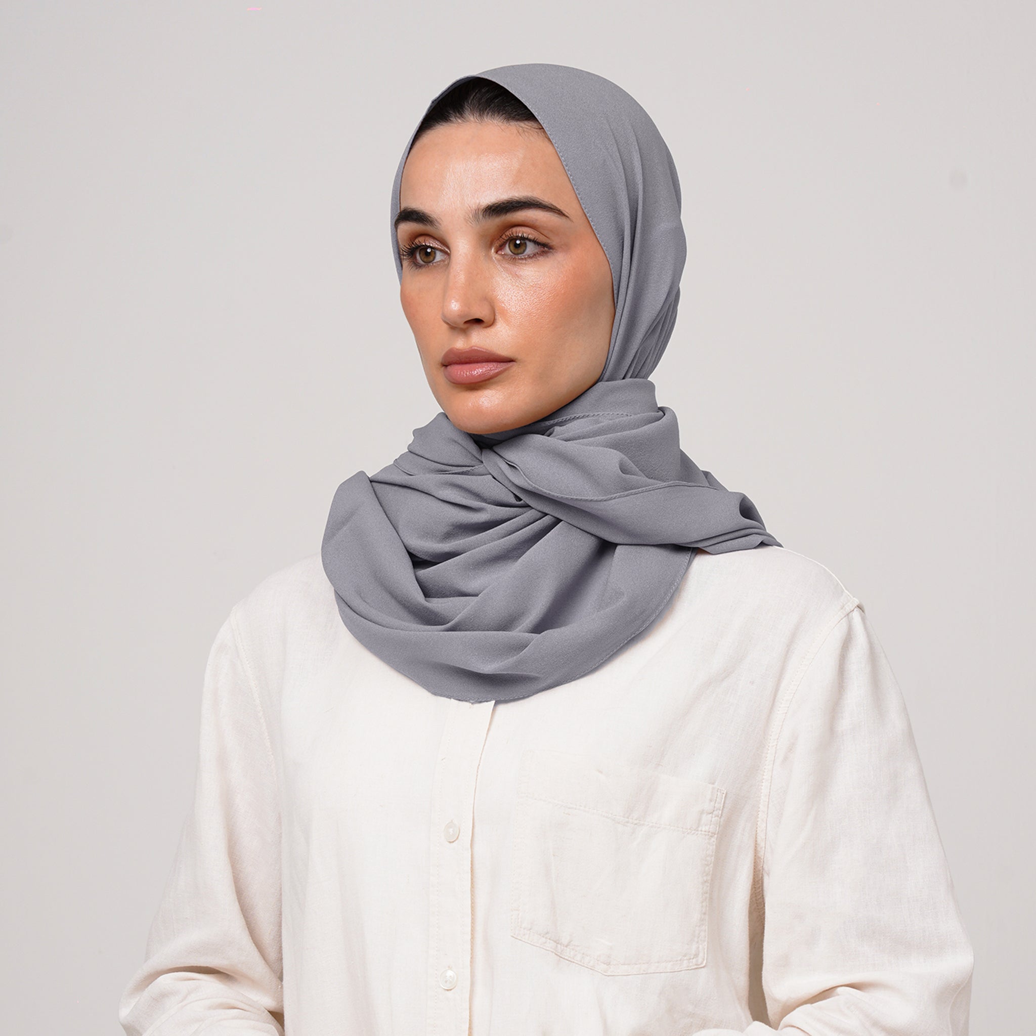 Double Stretch Chiffon Hijab - Silver Dove