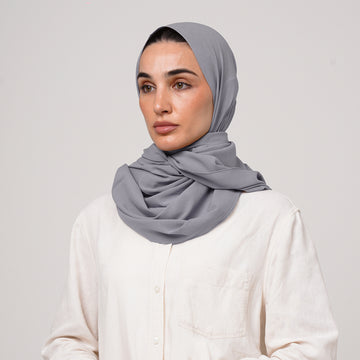 Double Stretch Chiffon Hijab - Silver Dove