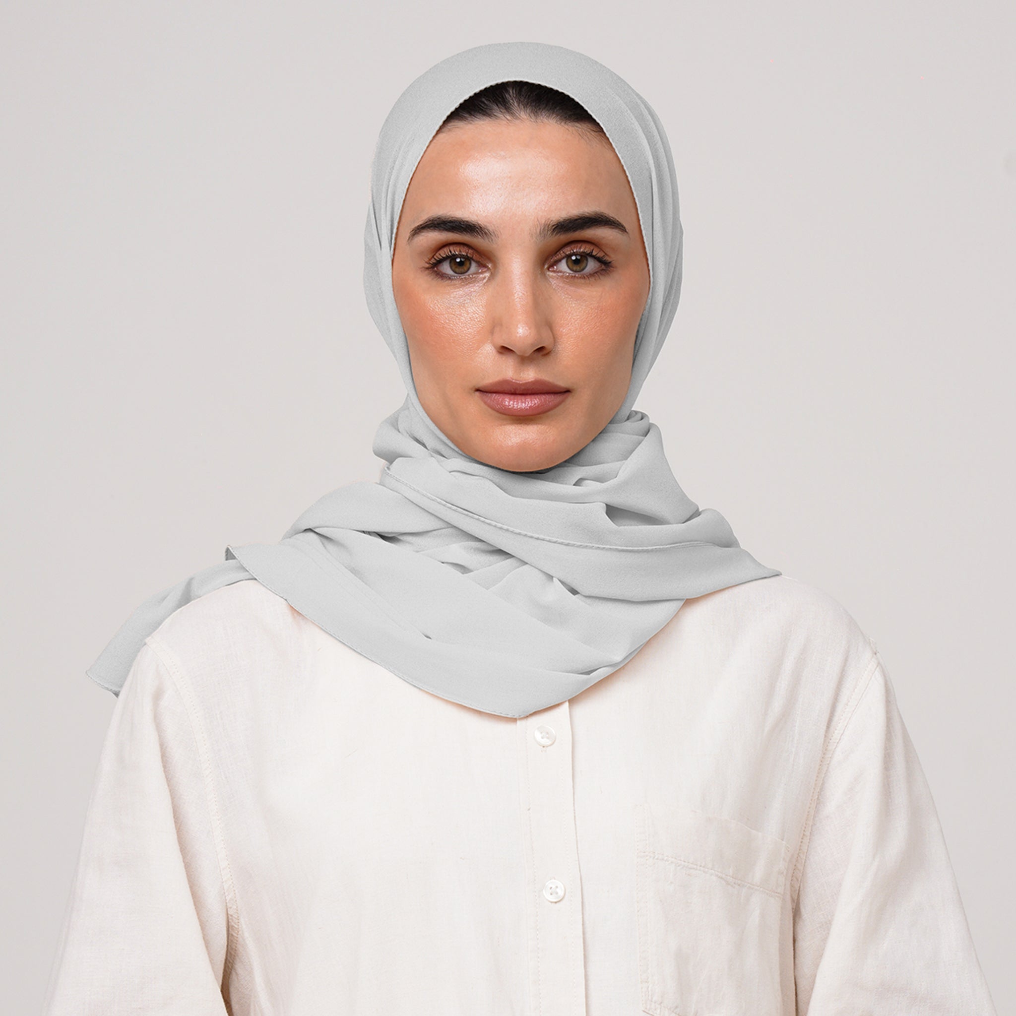 Double Stretch Chiffon Hijab - Silver Mist