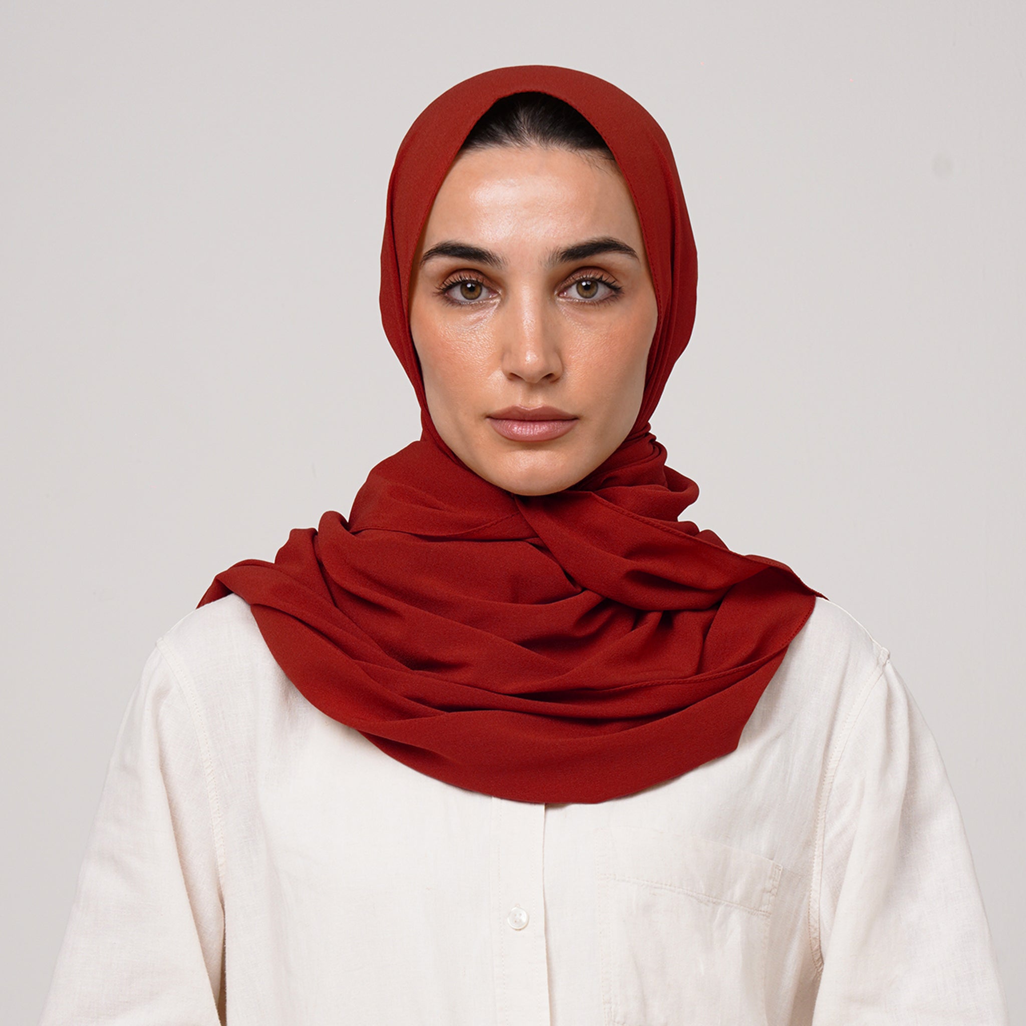 Double Stretch Chiffon Hijab - Ruby Red