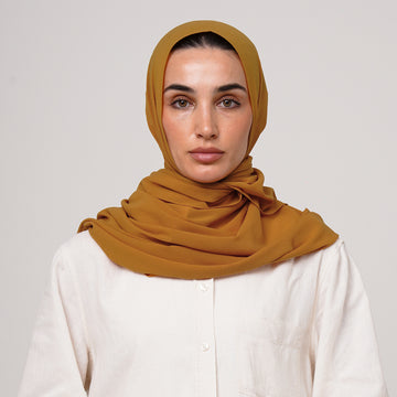 Double Stretch Chiffon Hijab - Golden Mustard