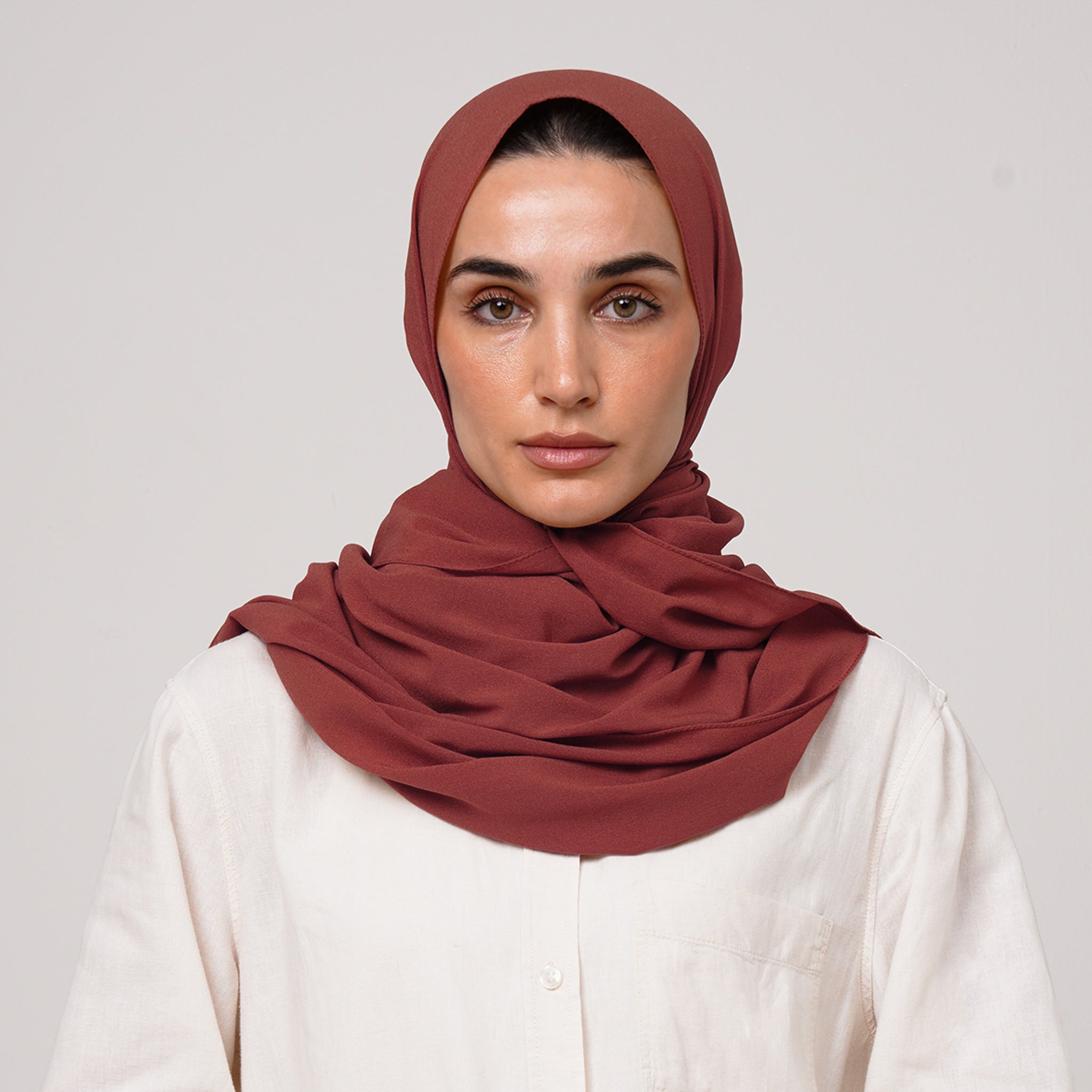 Double Stretch Chiffon Hijab - Dusty Rosewood