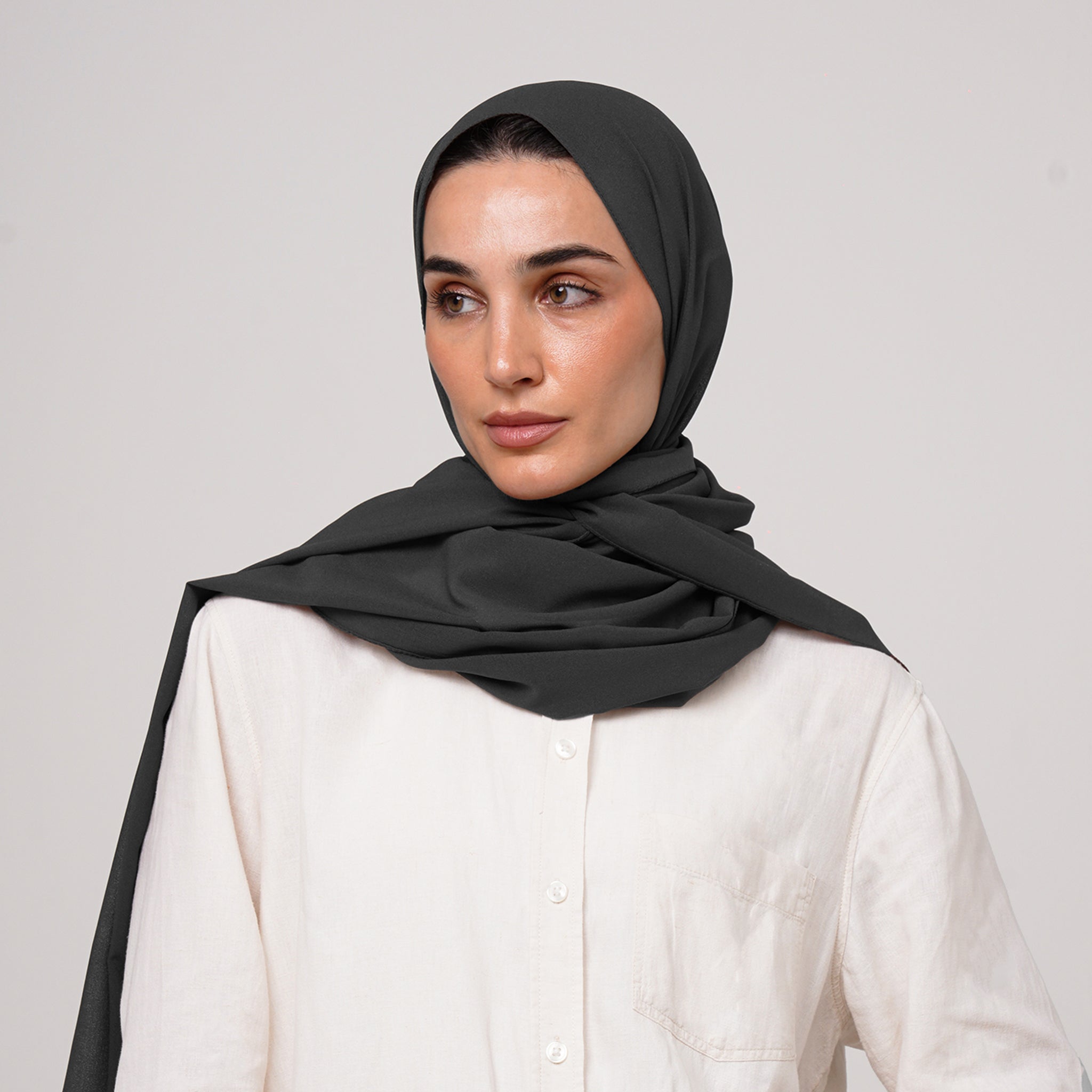 Double Stretch Chiffon Hijab - Charcoal Slate