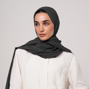 Double Stretch Chiffon Hijab - Charcoal Slate