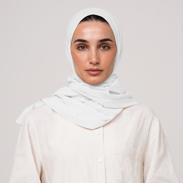 Double Stretch Chiffon Hijab - Pearl White