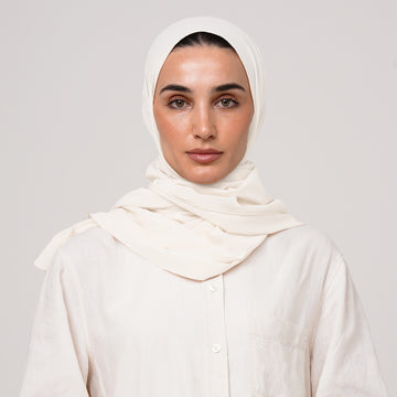 Double Stretch Chiffon Hijab - Ivory Cream