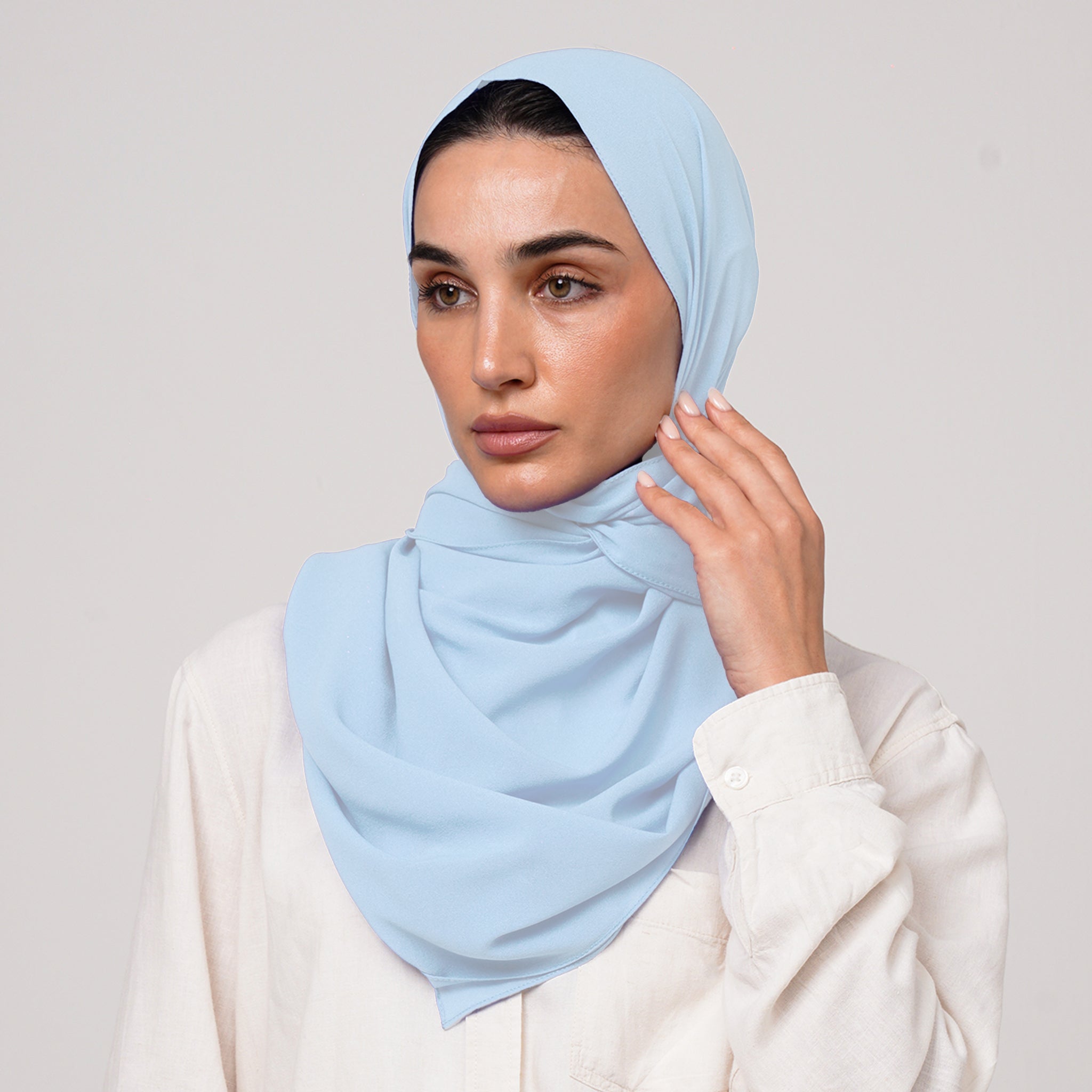 Double Stretch Chiffon Hijab - Powder Blue