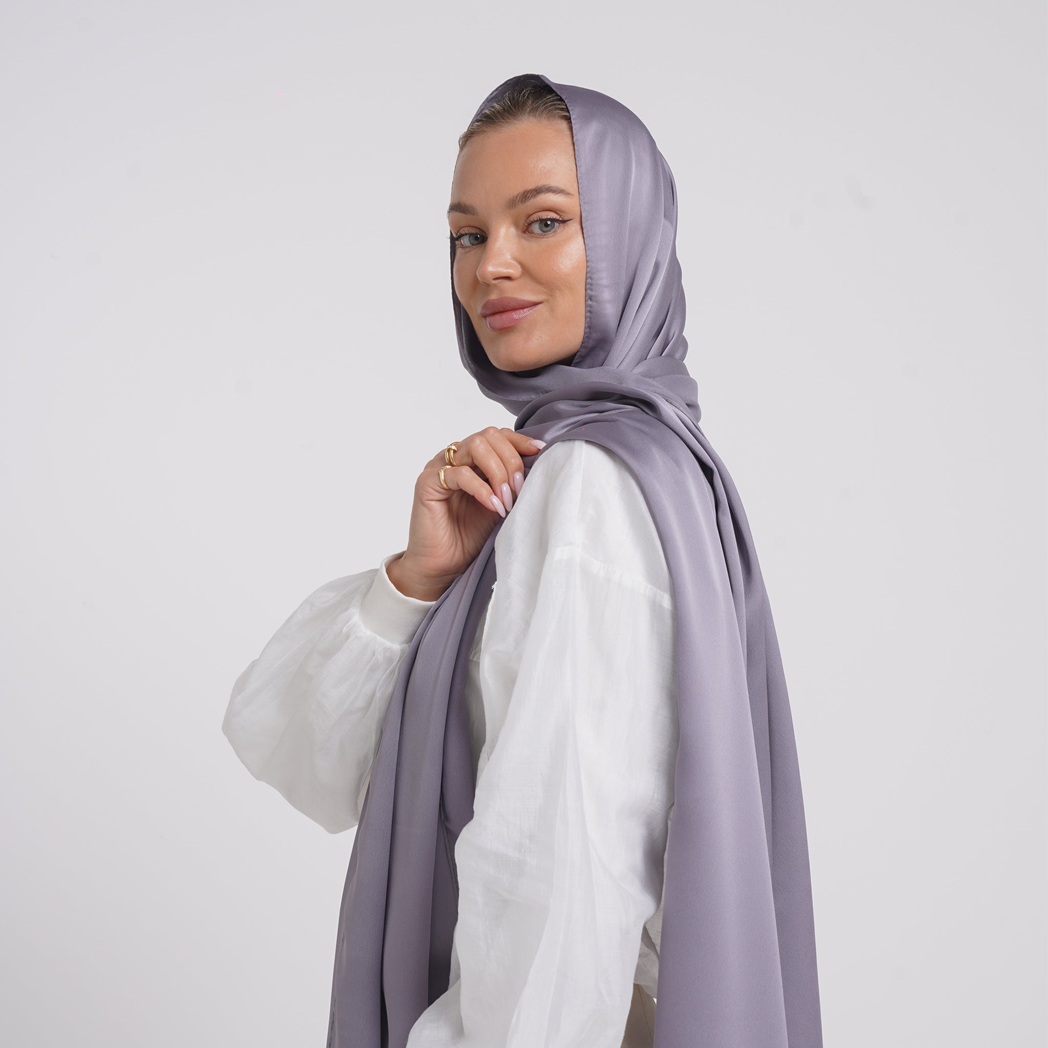 Premium Chiffon Esarp -Soft Lavender Gray