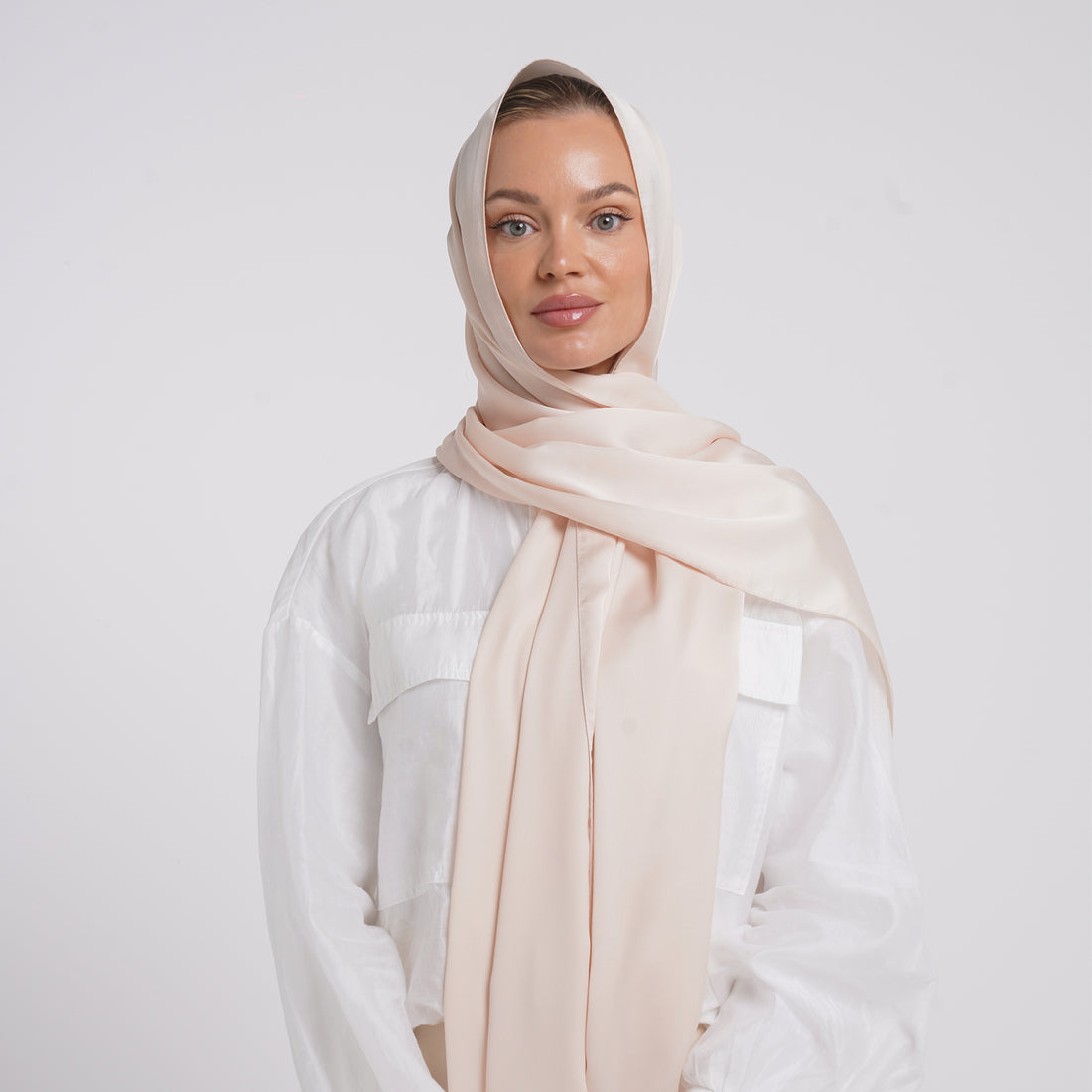 Premium Chiffon Esarp -Soft Peach Beige