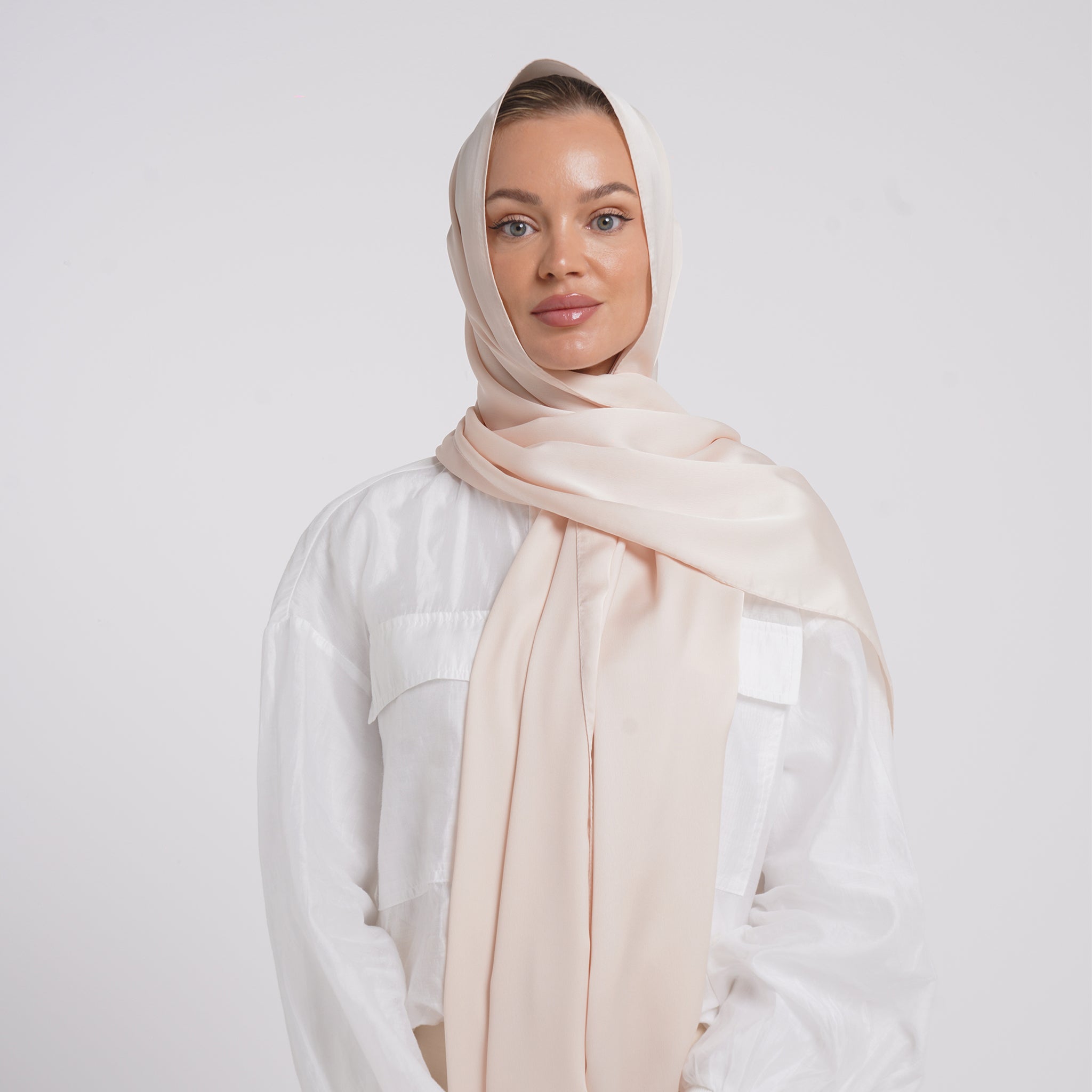 Premium Chiffon Esarp -Soft Peach Beige