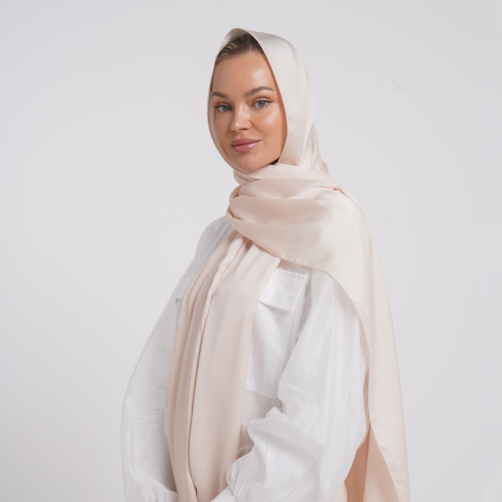 Premium Chiffon Esarp -Soft Peach Beige