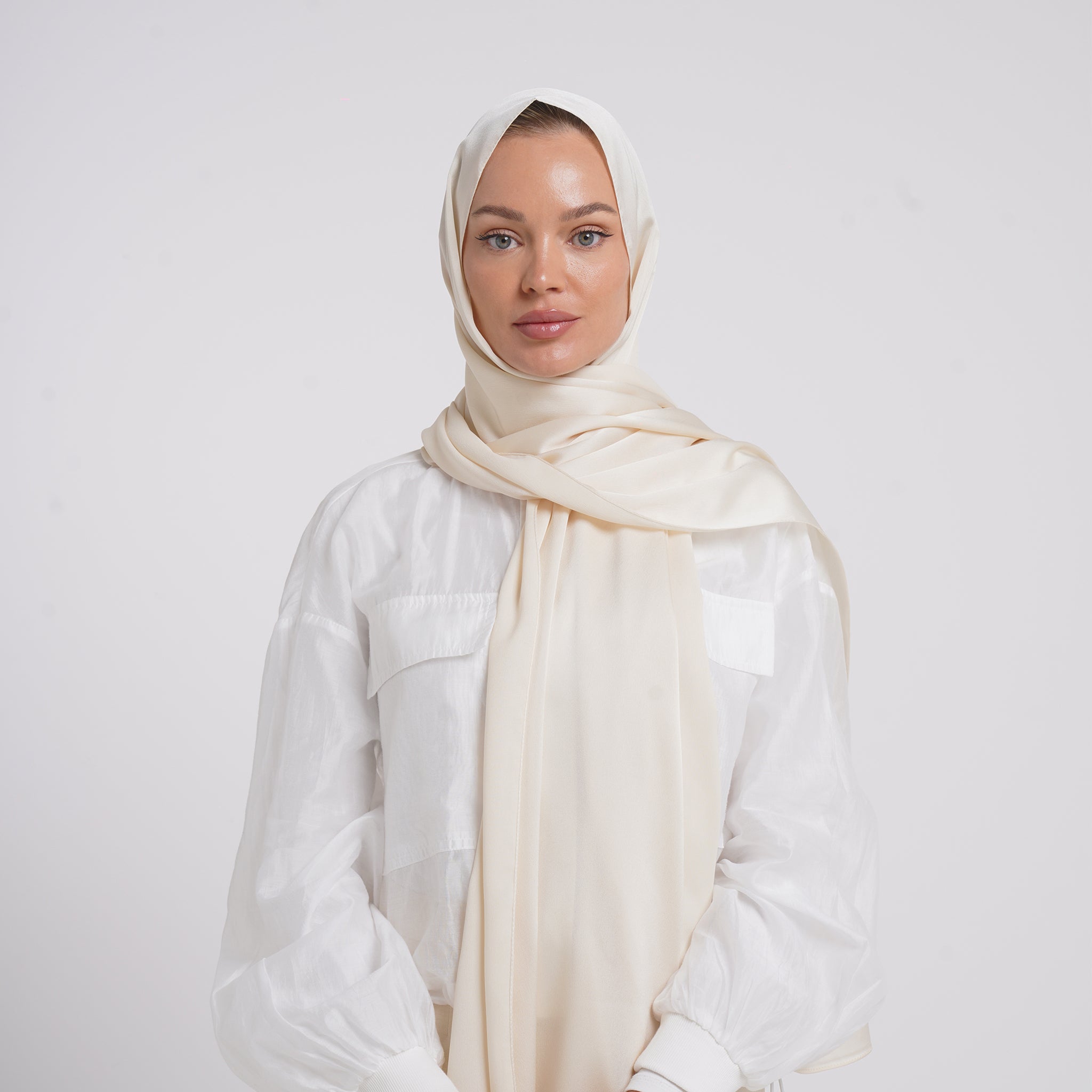 Premium Chiffon Esarp -Vanilla Cream
