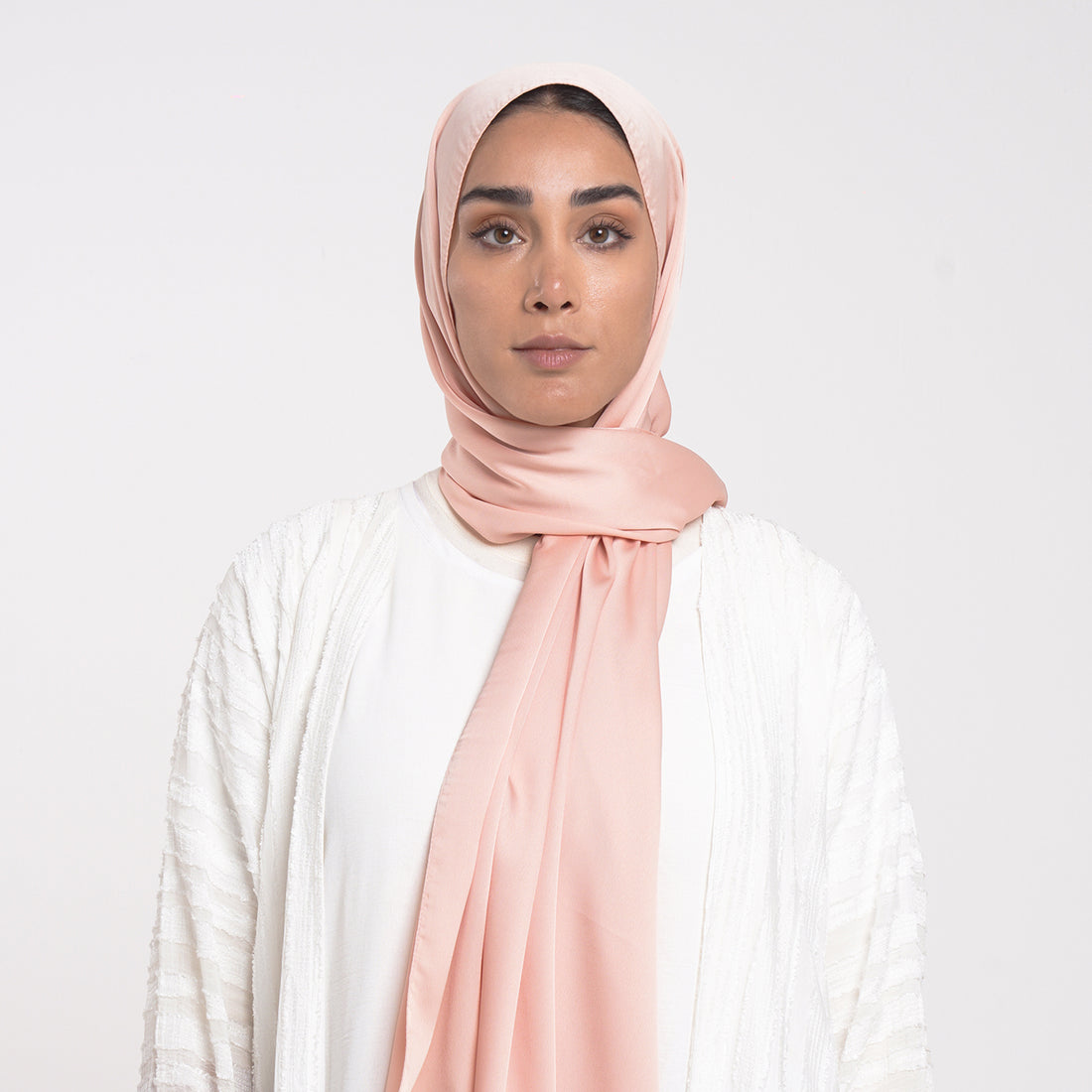 Smooth Satin Hijab - Soft Peach Blush