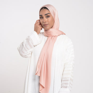 Smooth Satin Hijab - Soft Peach Blush