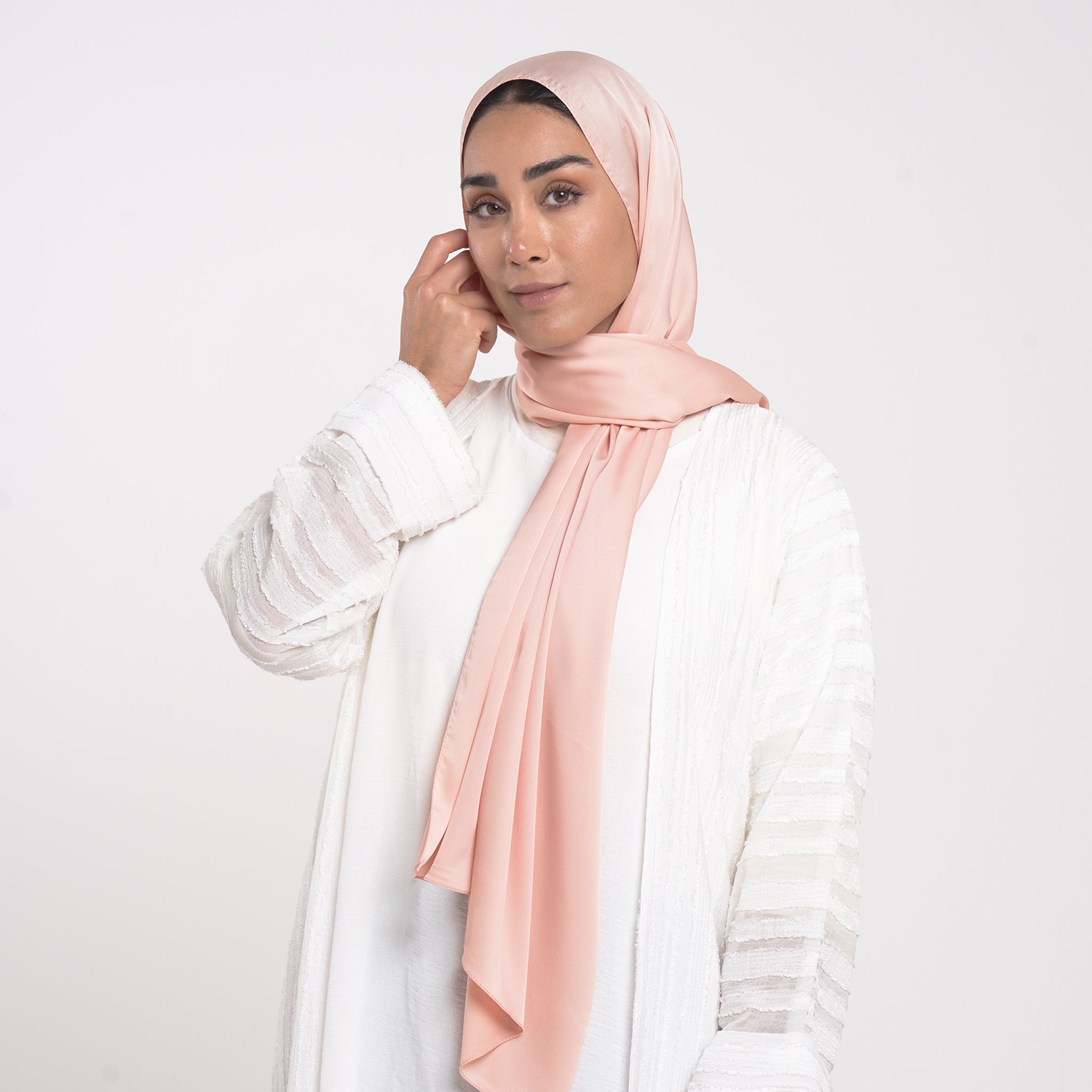 Smooth Satin Hijab - Peach Blush