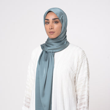 Smooth Satin Hijab - Sage Blue