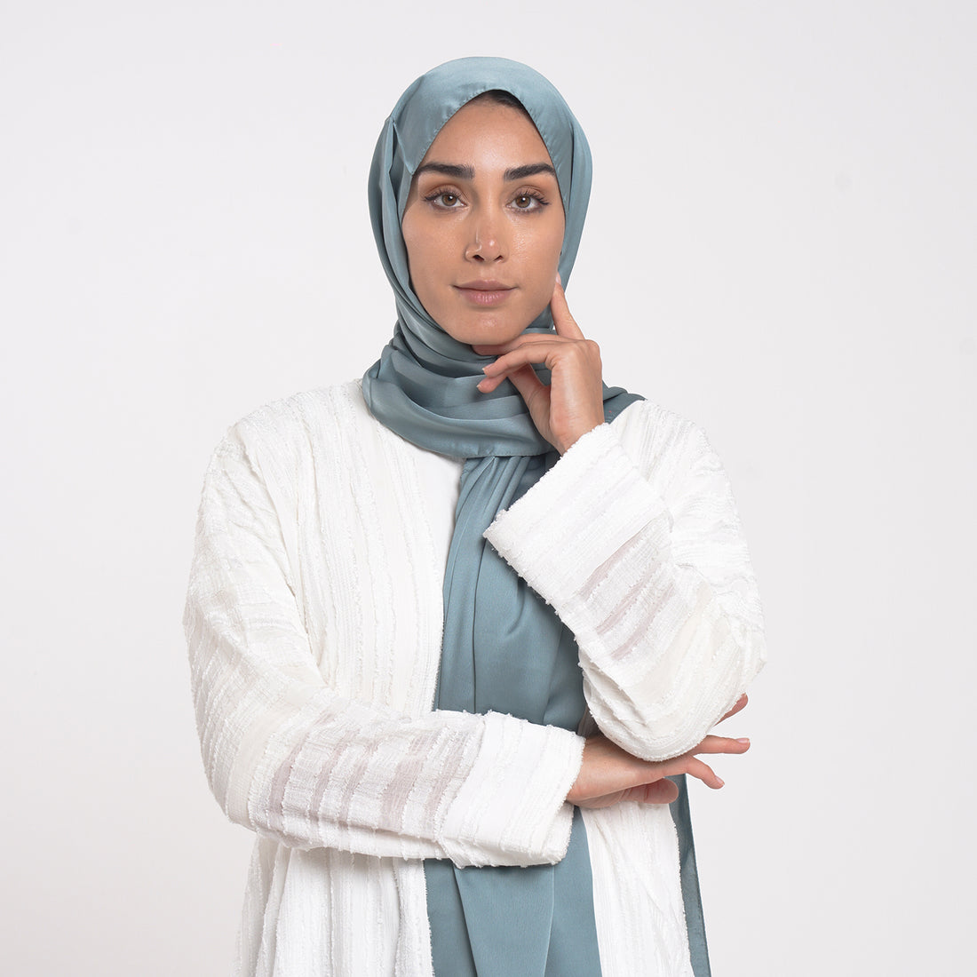 Smooth Satin Hijab - Dusty Blue