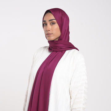 Smooth Satin Hijab - Berry