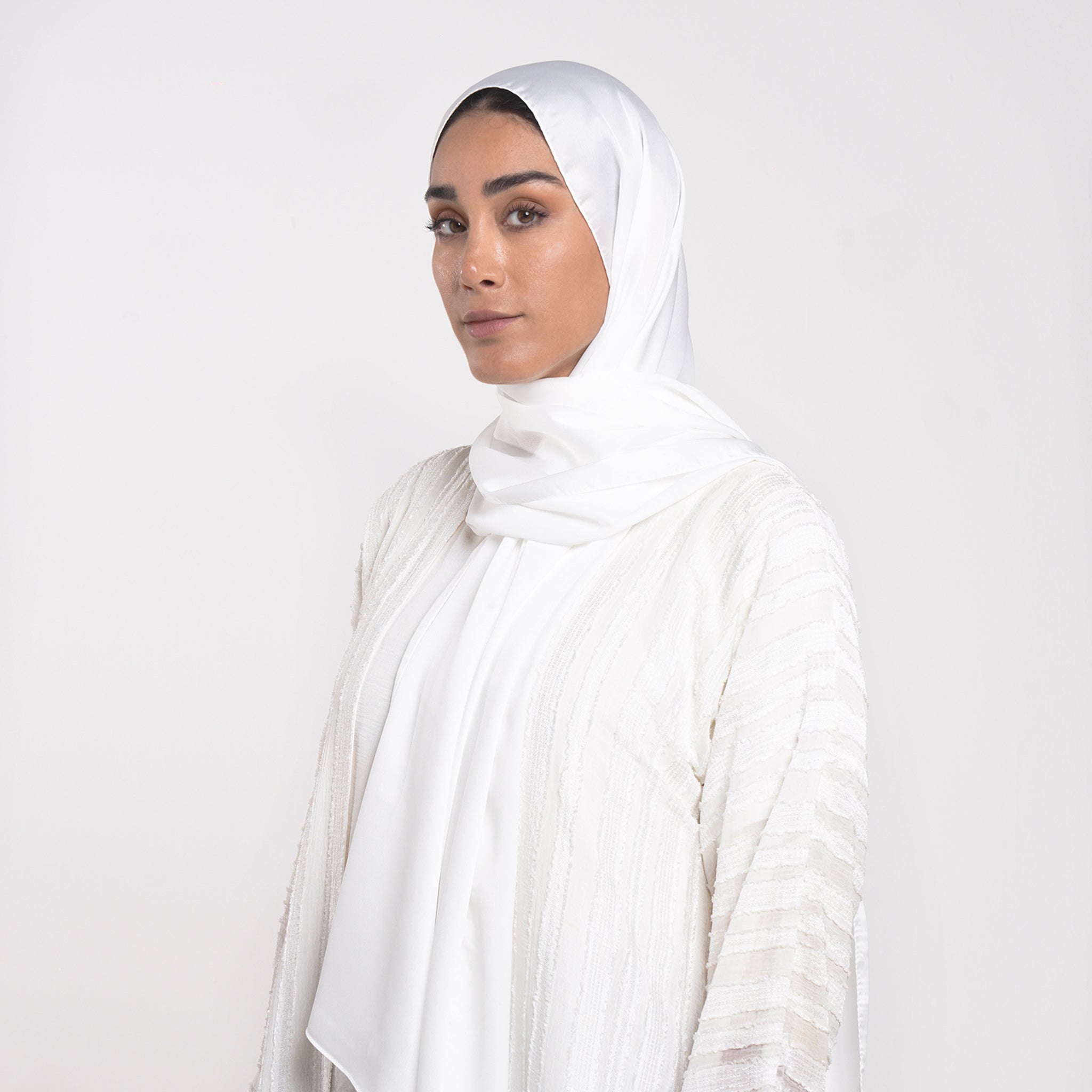 Smooth Satin Hijab - Pure White