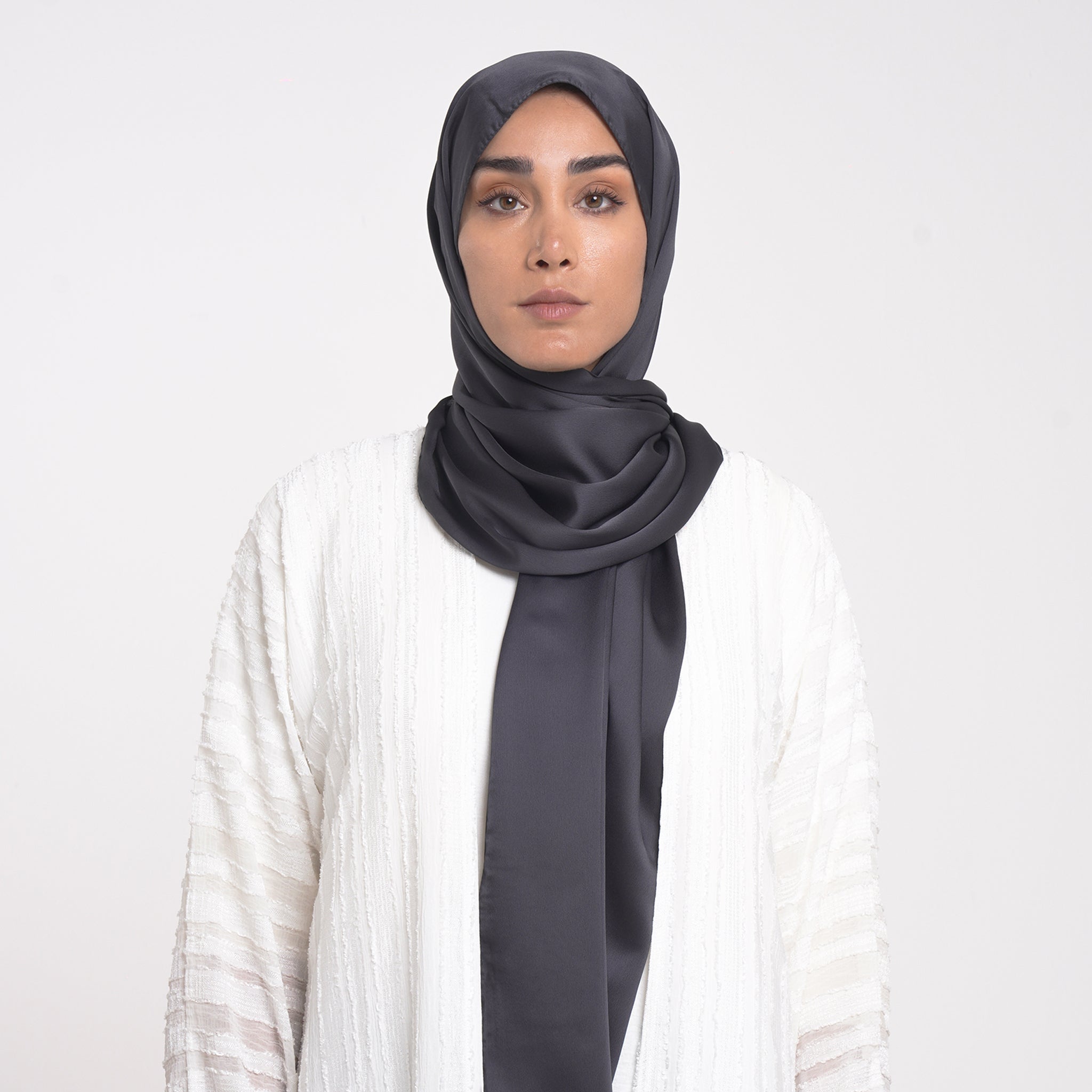 Smooth Satin Hijab - Charcoal