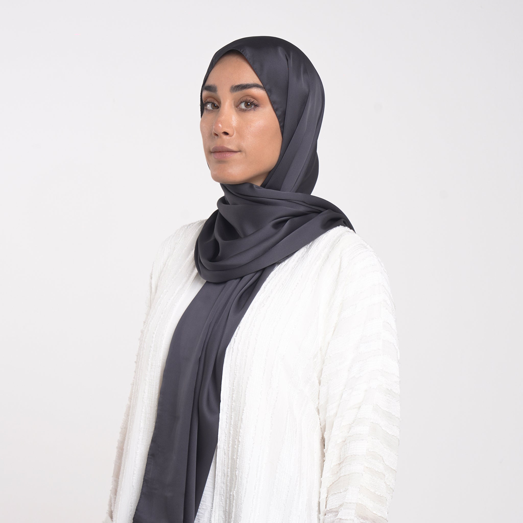Smooth Satin Hijab - Charcoal
