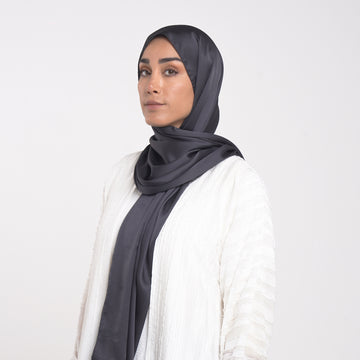 Smooth Satin Hijab - Charcoal