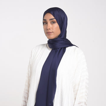 Smooth Satin Hijab - Navy Blue