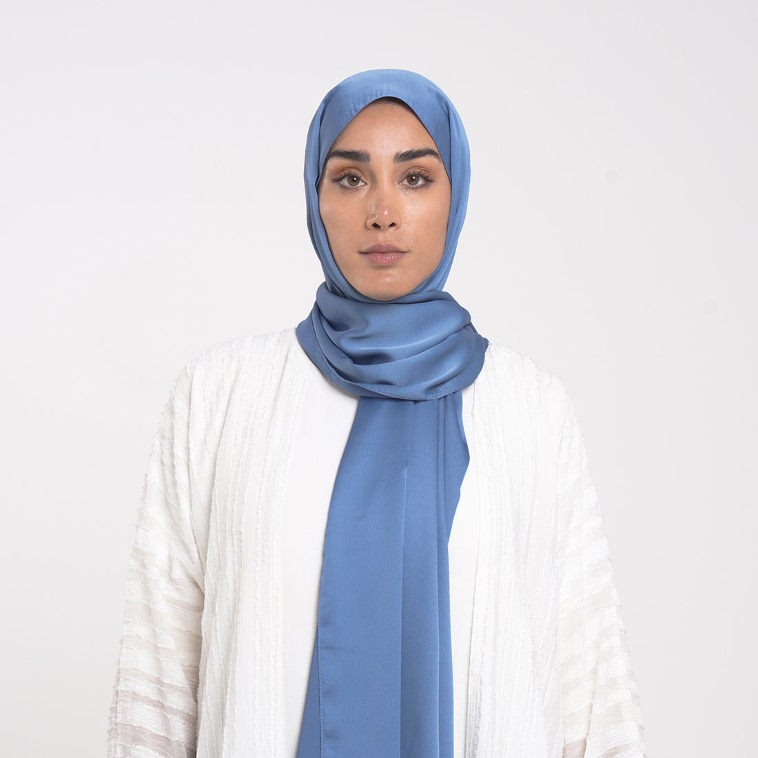 Smooth Satin Hijab - Steel Blue