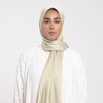 Smooth Satin Hijab - Sage Cream