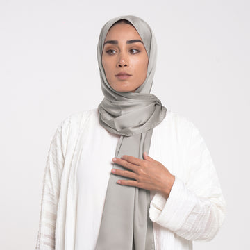 Smooth Satin Hijab - Silver Mist