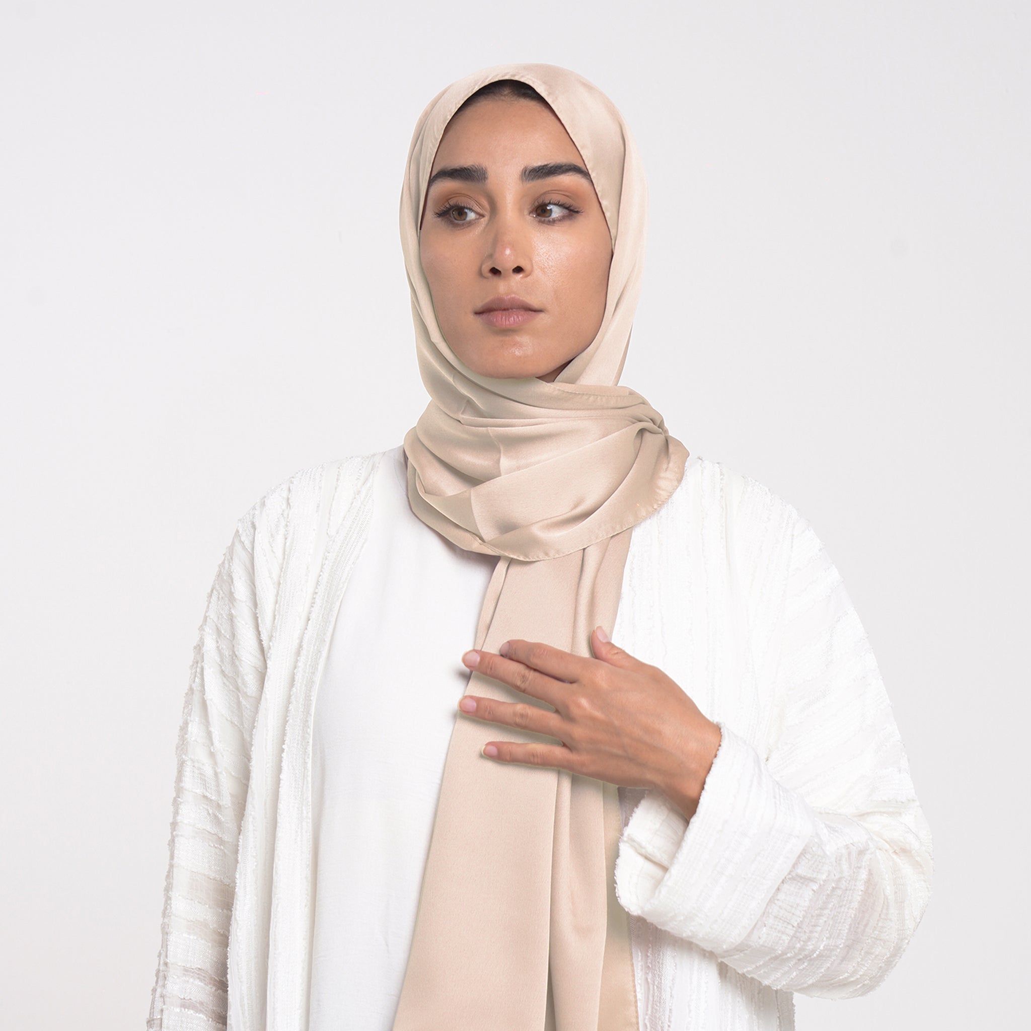 Smooth Satin Hijab - Ivory Beige