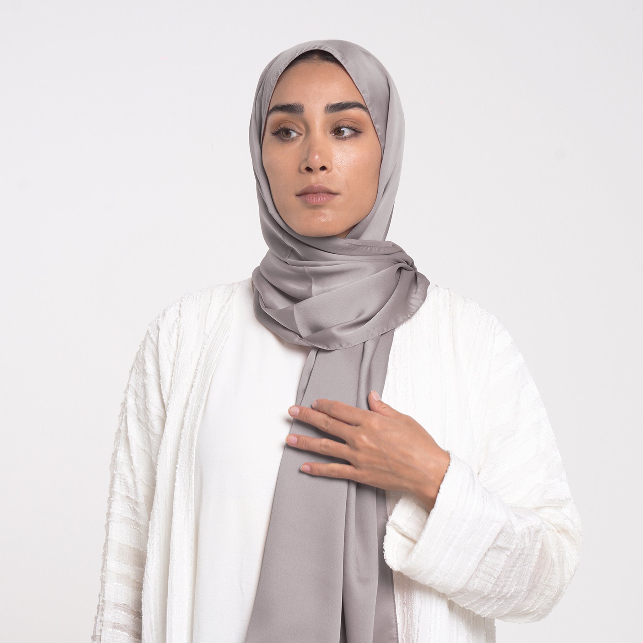 Smooth Satin Hijab - Mushroom Grey