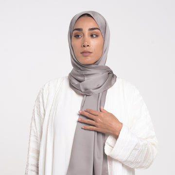 Smooth Satin Hijab - Mushroom Grey